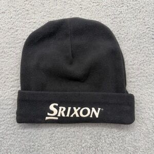 Srixon Golf Black Fleece Cap One Size Fits All Embroidered‎ Logo Golf Beanie Hat